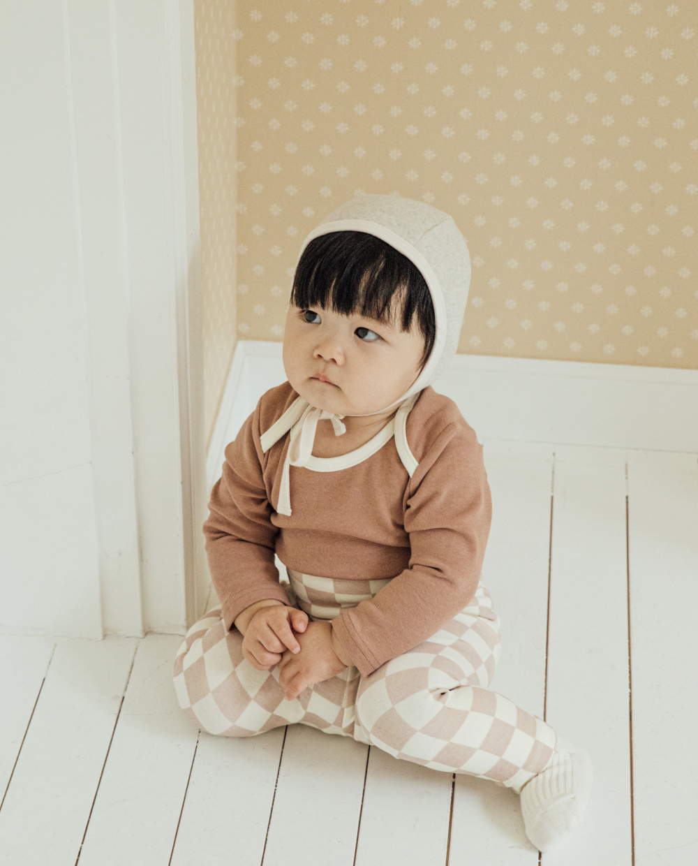 ふんわりもちもち ベビー チェック柄 腹巻防止レギンス