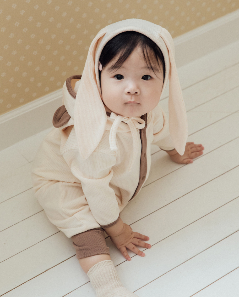 포근보들 골지 후디형 곰돌이 롬퍼