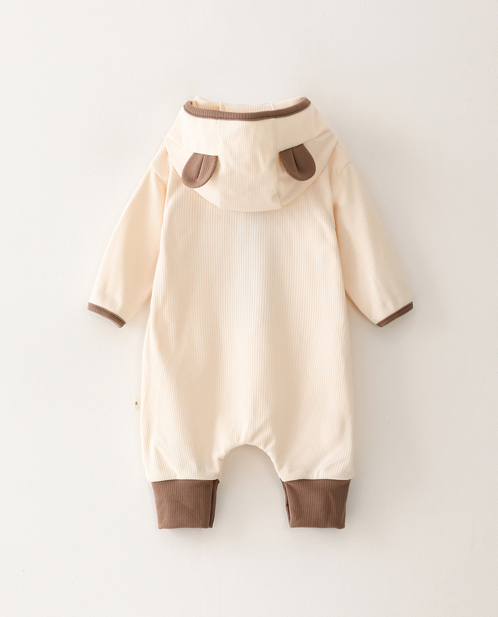 포근보들 골지 후디형 곰돌이 롬퍼 크림 뒤