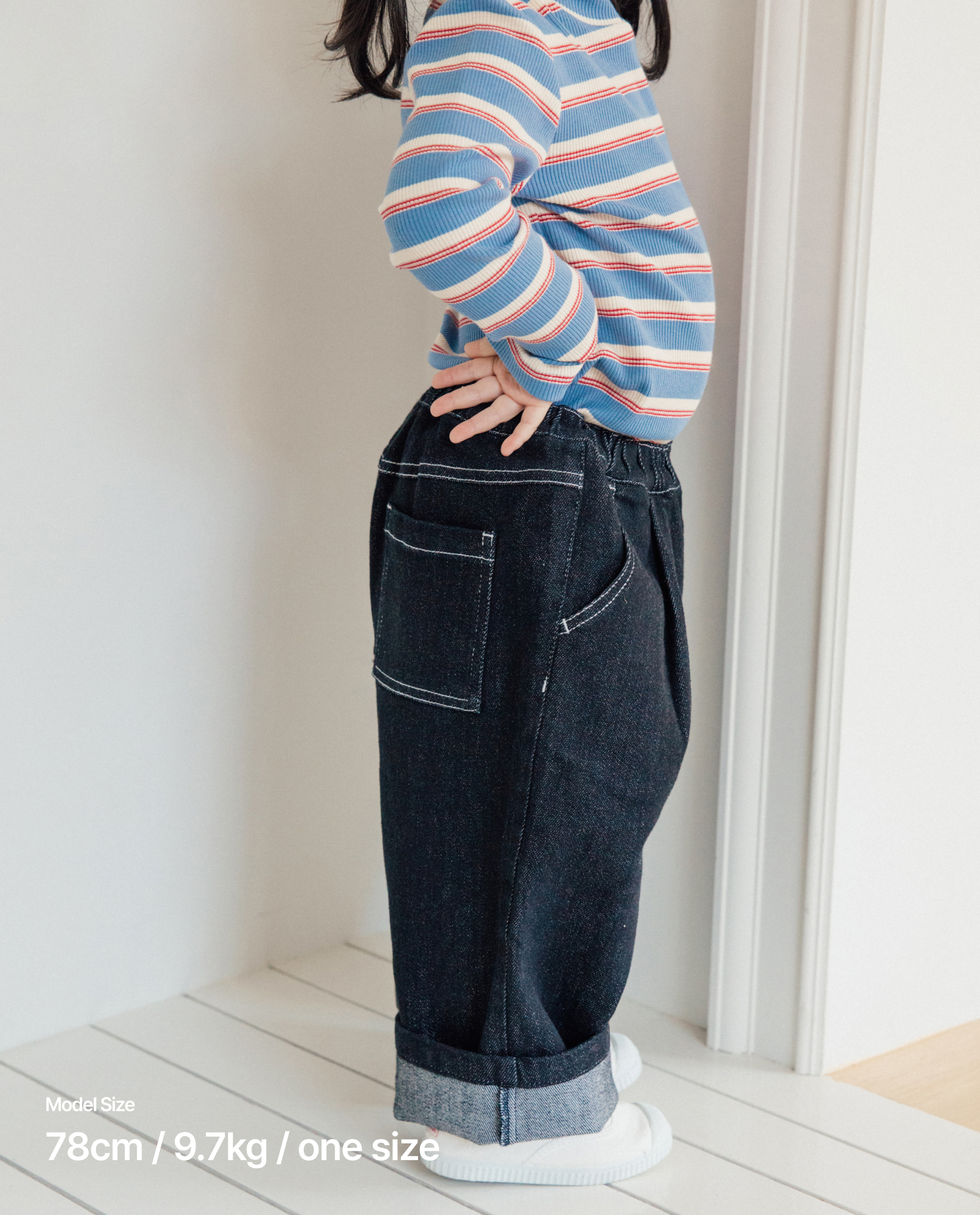 클래식 와이드 핀턱 데님 팬츠