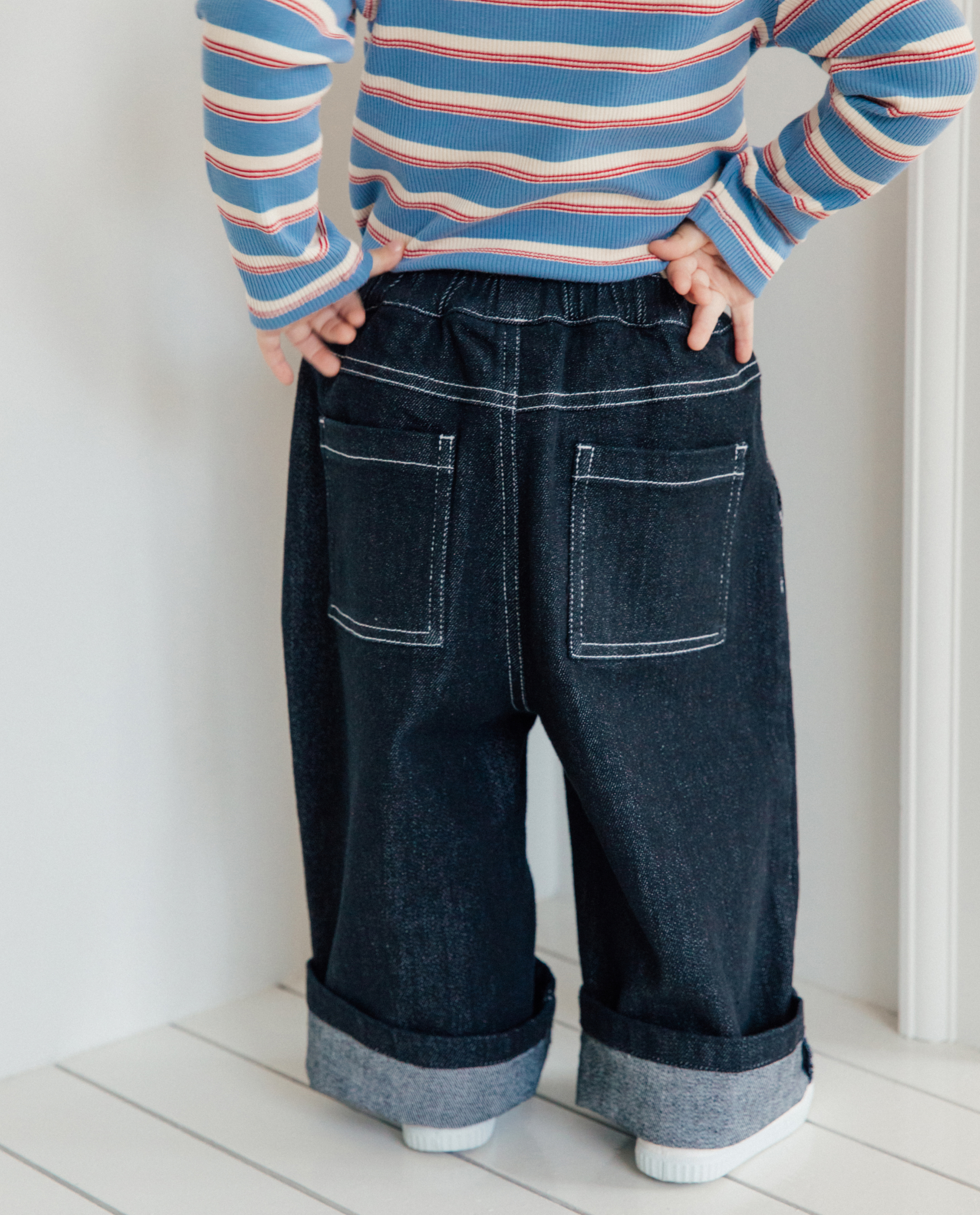 클래식 와이드 핀턱 데님 팬츠