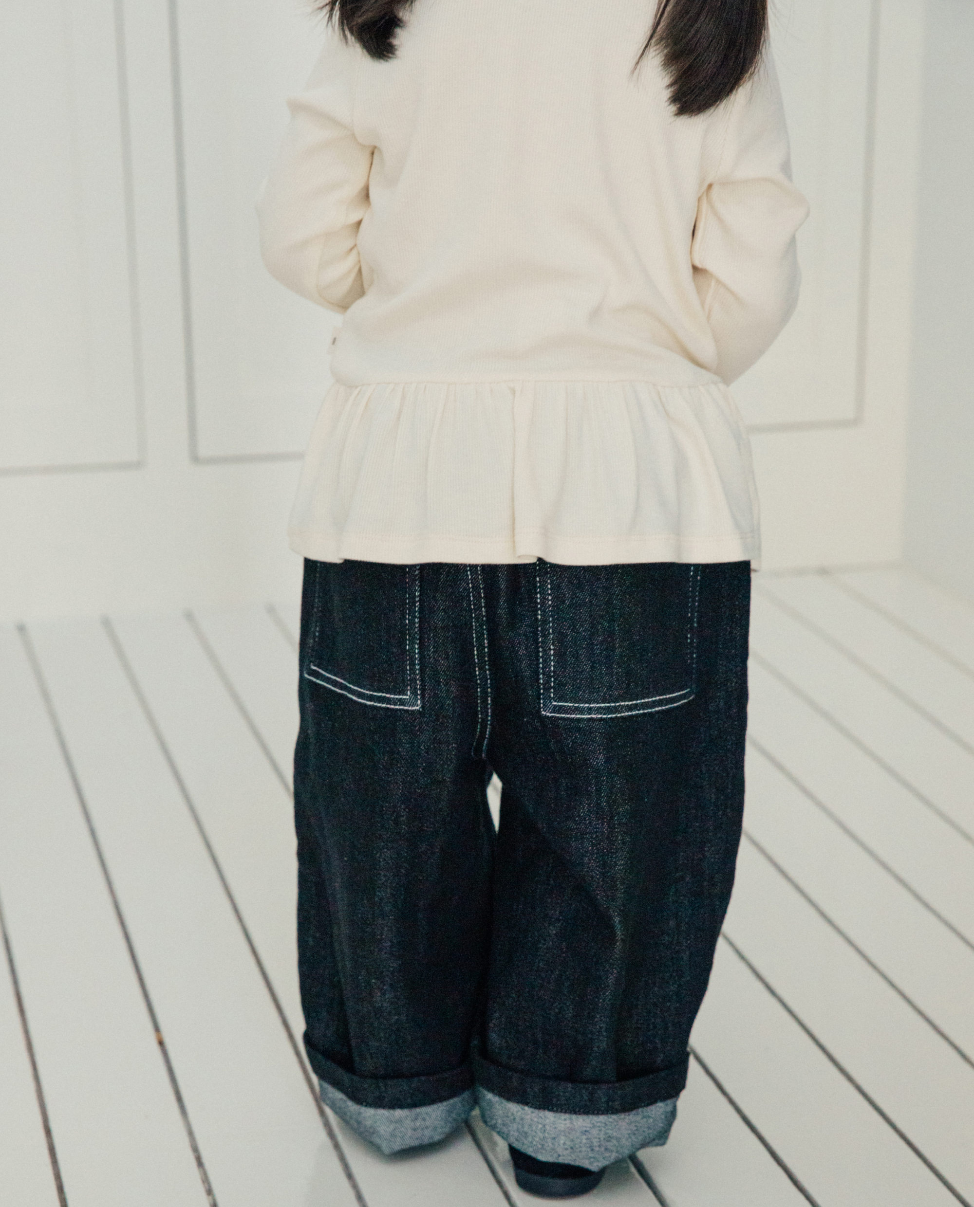 클래식 와이드 핀턱 데님 팬츠