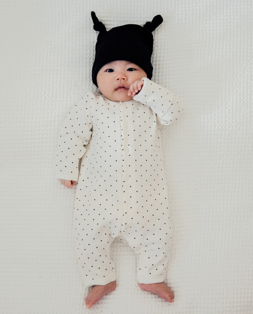 포근쫀득 도트 신생아 롬퍼