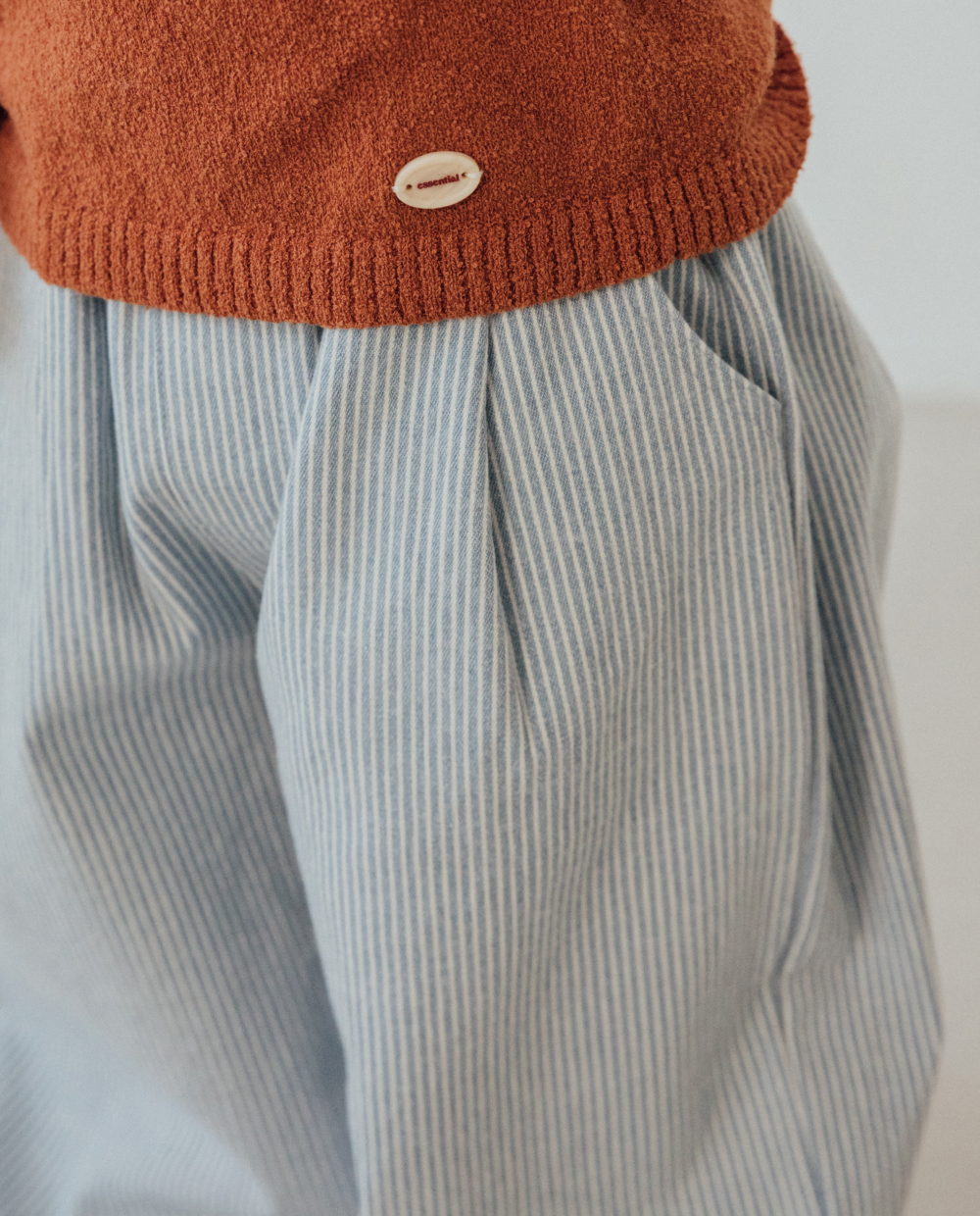 스트라이프 데님 와이드팬츠