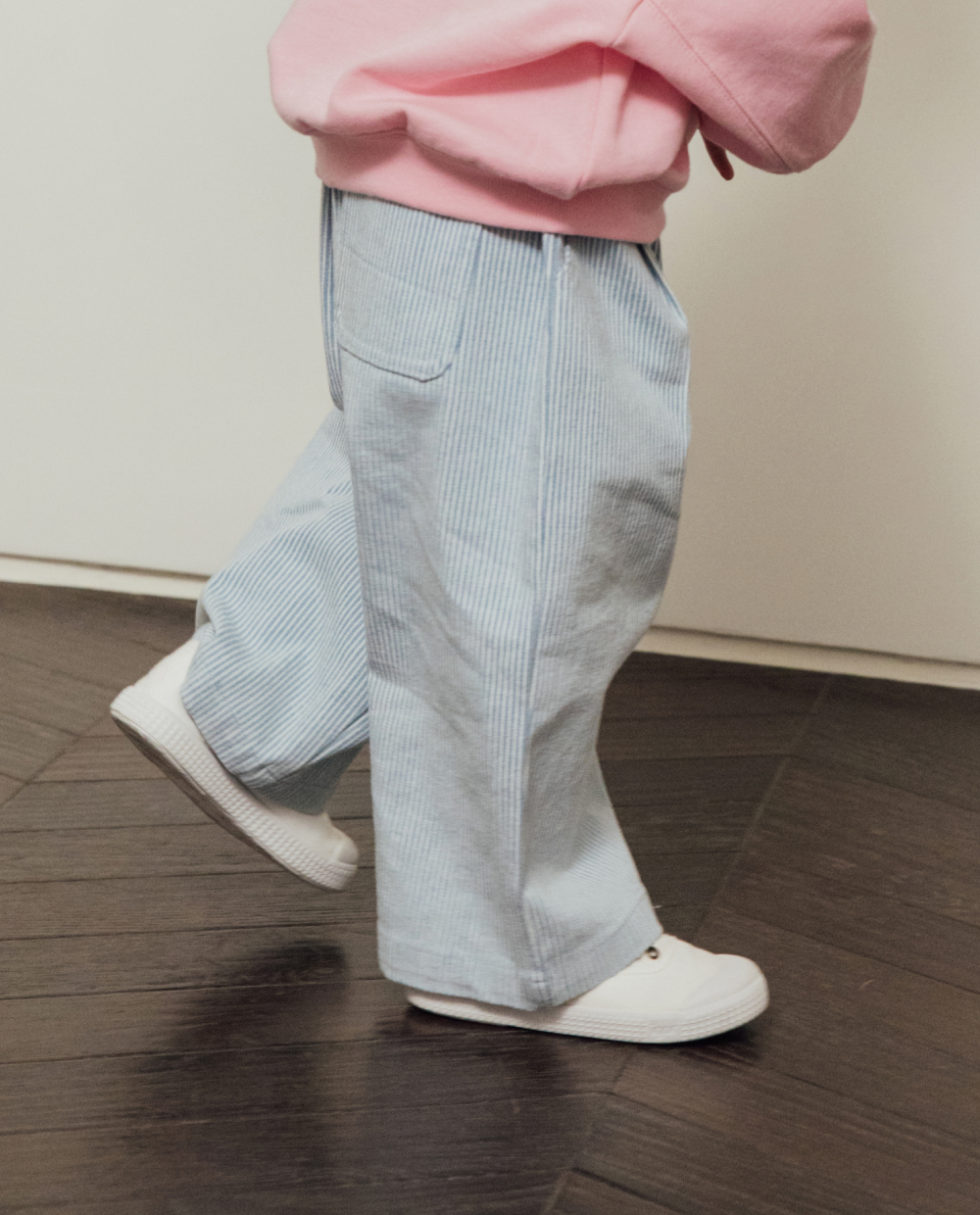 스트라이프 데님 와이드팬츠