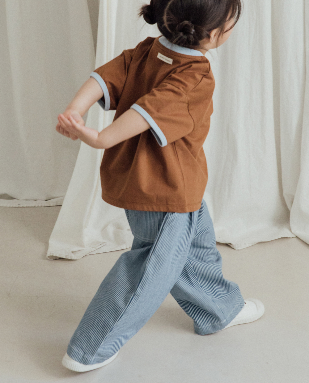 스트라이프 데님 와이드팬츠