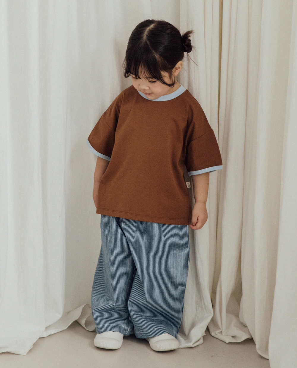 스트라이프 데님 와이드팬츠