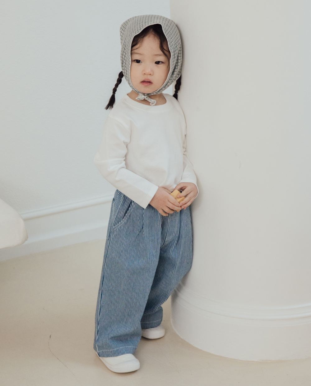 스트라이프 데님 와이드팬츠