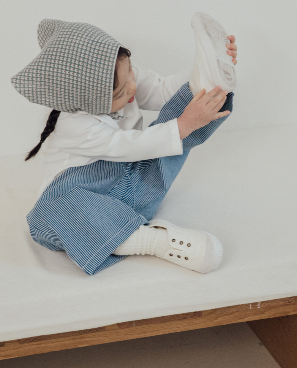 스트라이프 데님 와이드팬츠