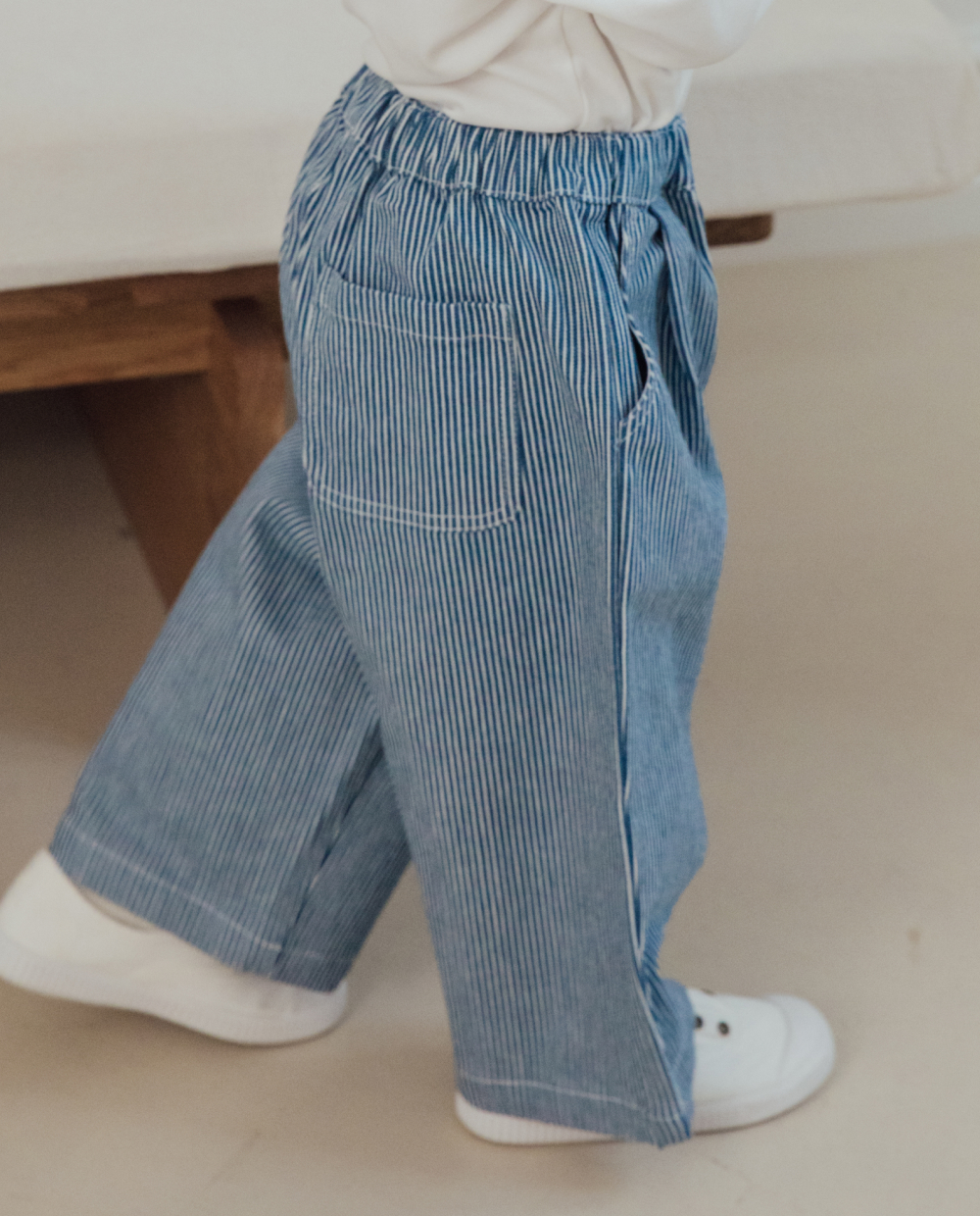 스트라이프 데님 와이드팬츠