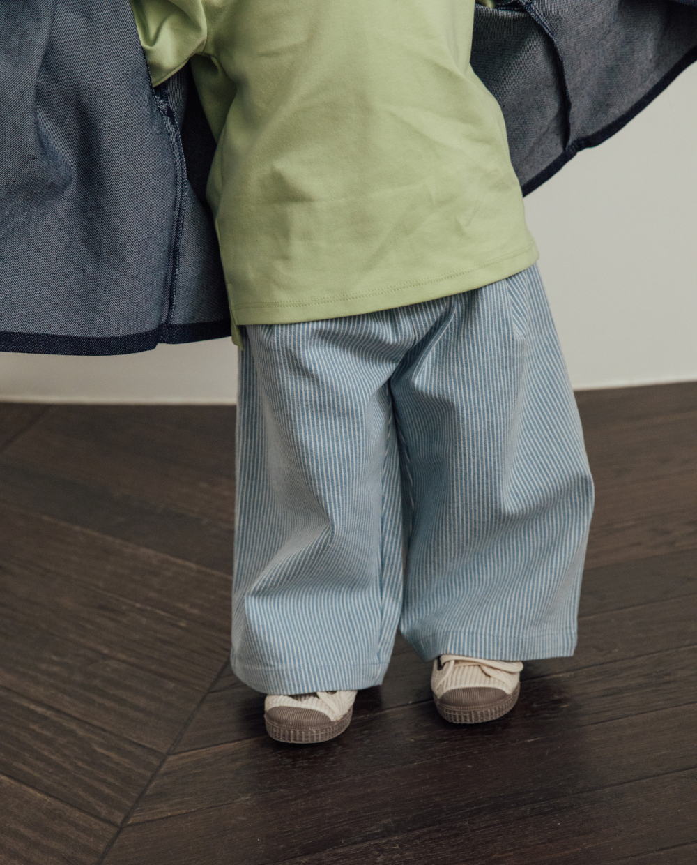 스트라이프 데님 와이드팬츠