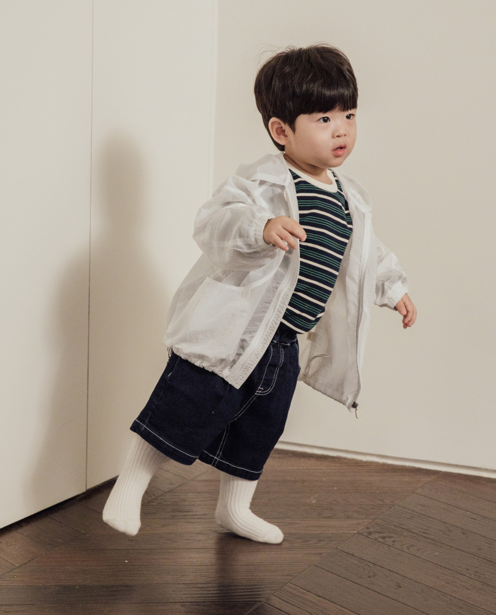 ストレッチデニム 5分丈 ワイドパンツ