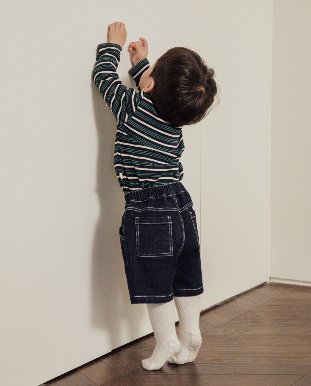 ストレッチデニム 5分丈 ワイドパンツ