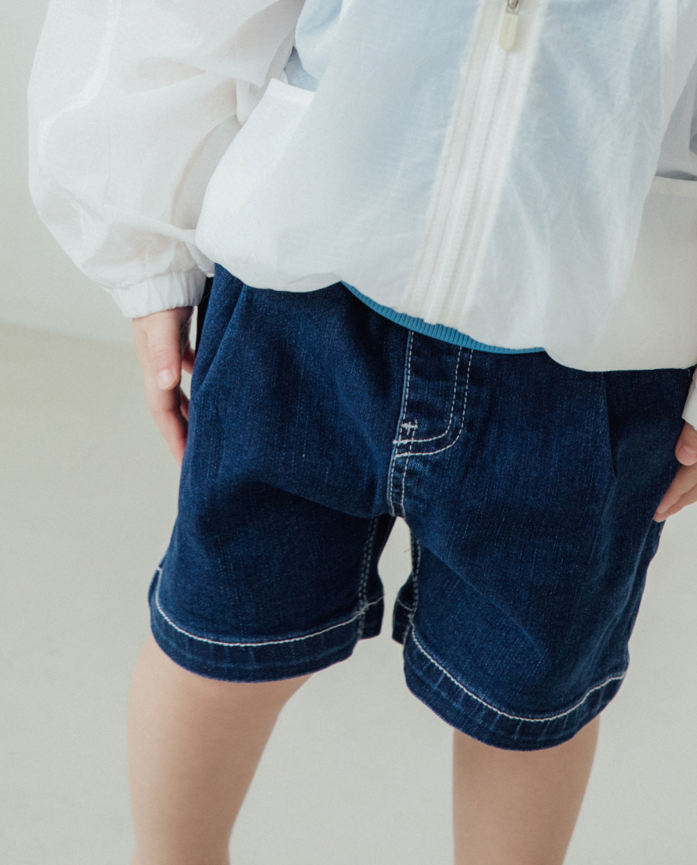 ストレッチデニム 5分丈 ワイドパンツ