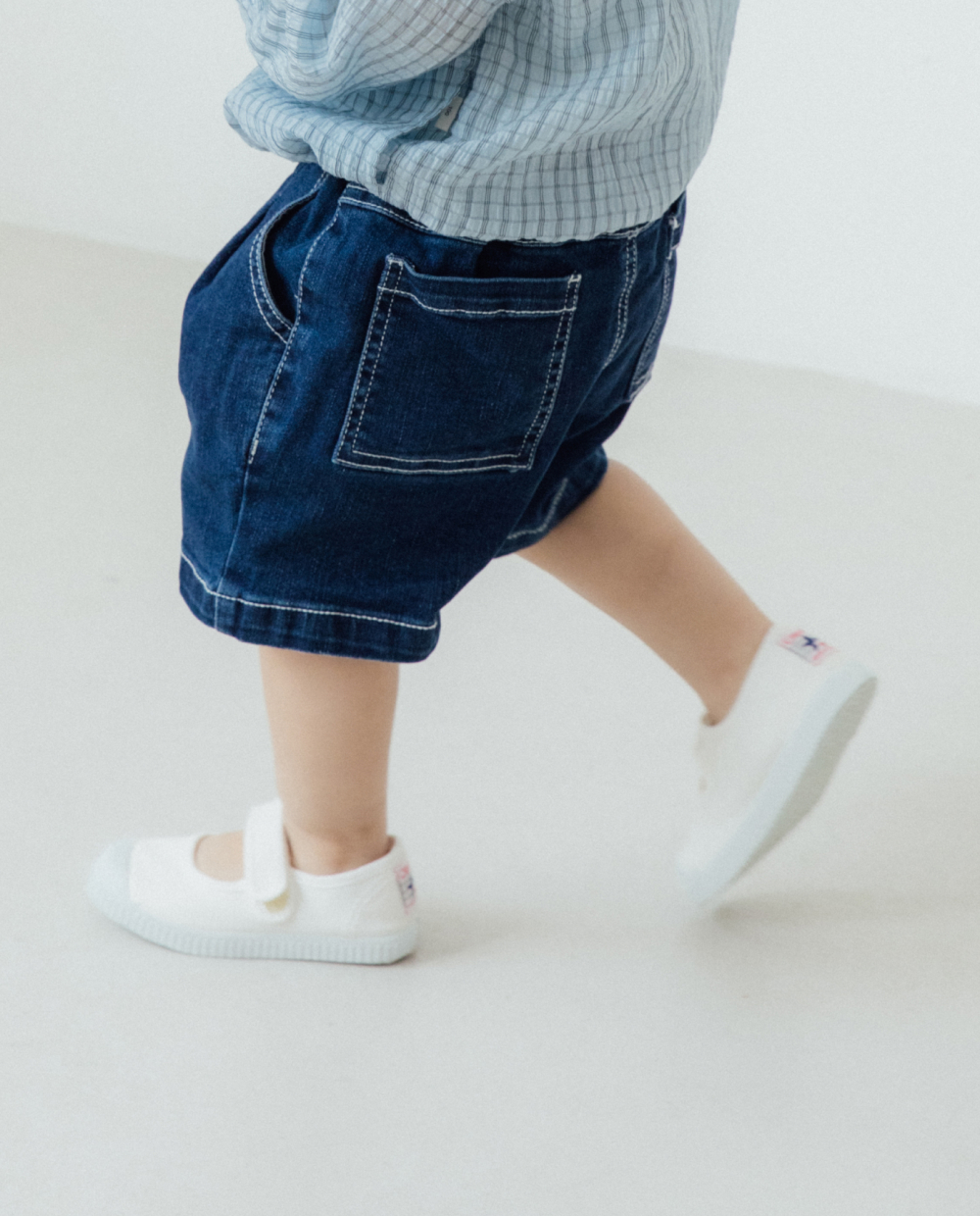 ストレッチデニム 5分丈 ワイドパンツ