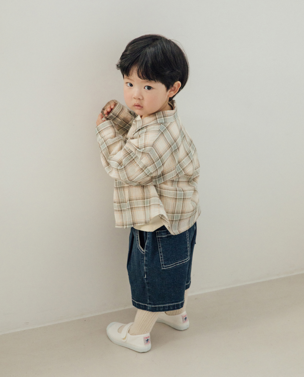 ストレッチデニム 5分丈 ワイドパンツ