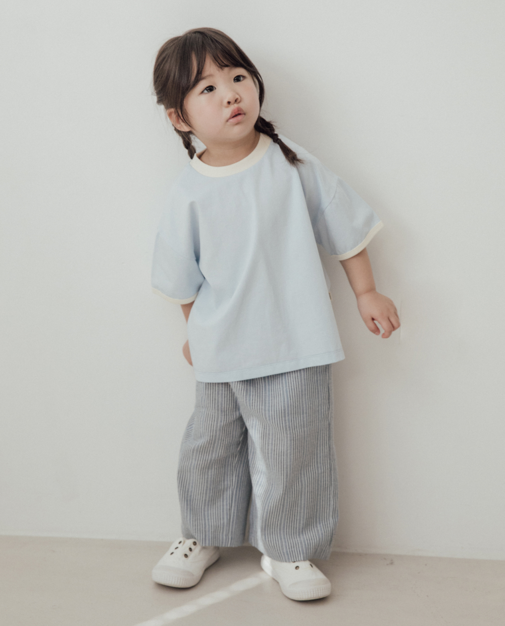 エアークール リブ配色 ルーズフィット 半袖Tシャツ