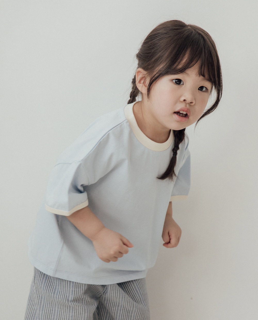 エアークール リブ配色 ルーズフィット 半袖Tシャツ
