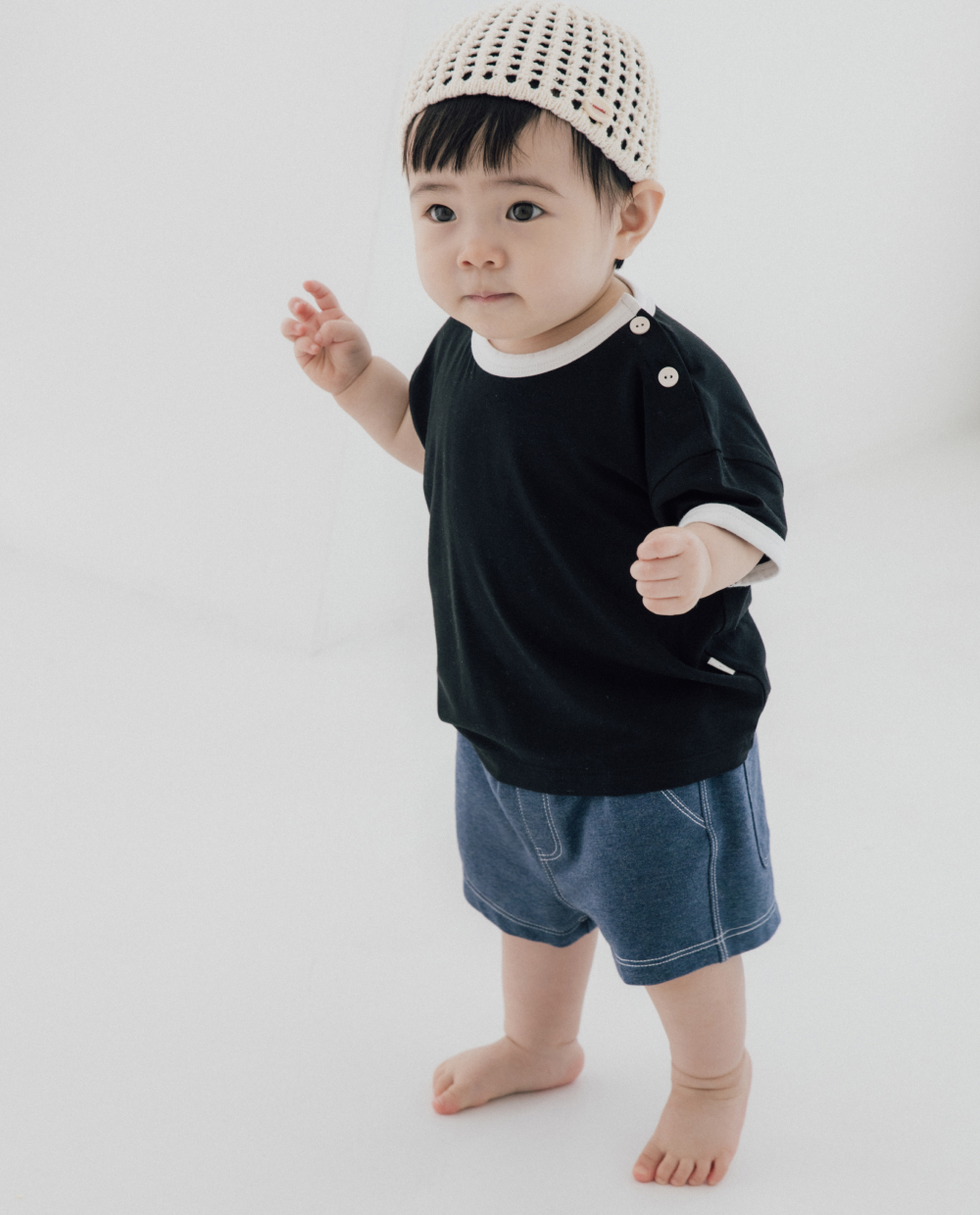 やわらかデニムショートパンツ