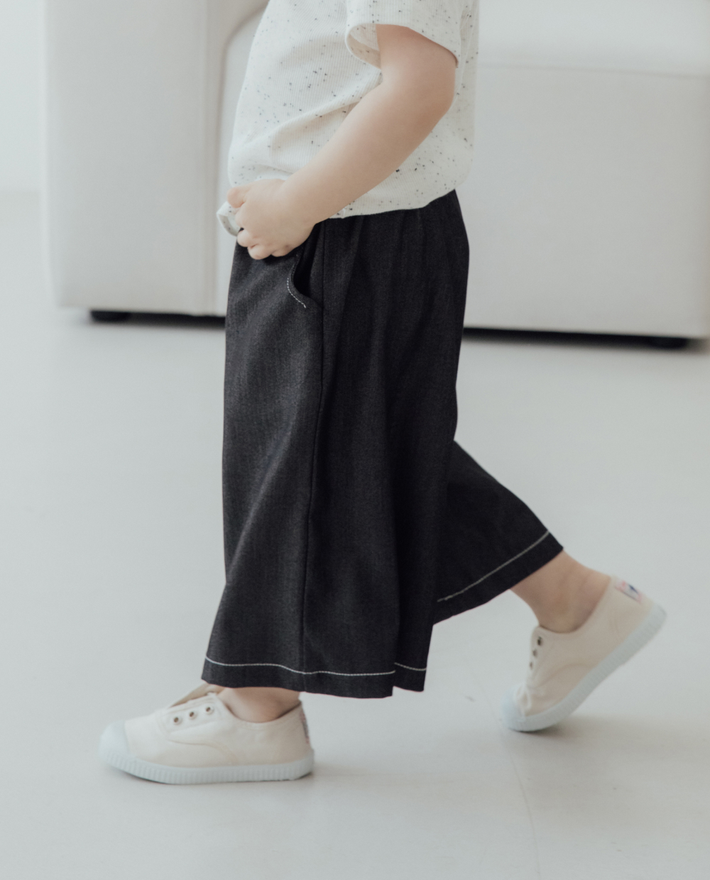 라이트데님 7부 와이드팬츠