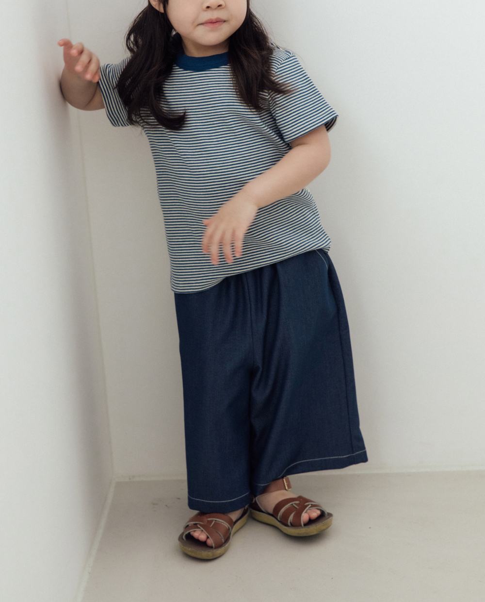 라이트데님 7부 와이드팬츠