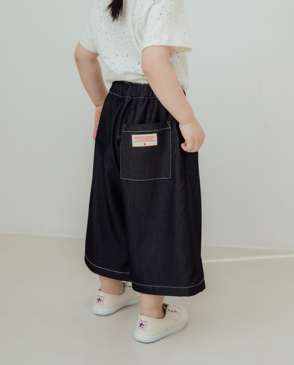 라이트데님 7부 와이드팬츠