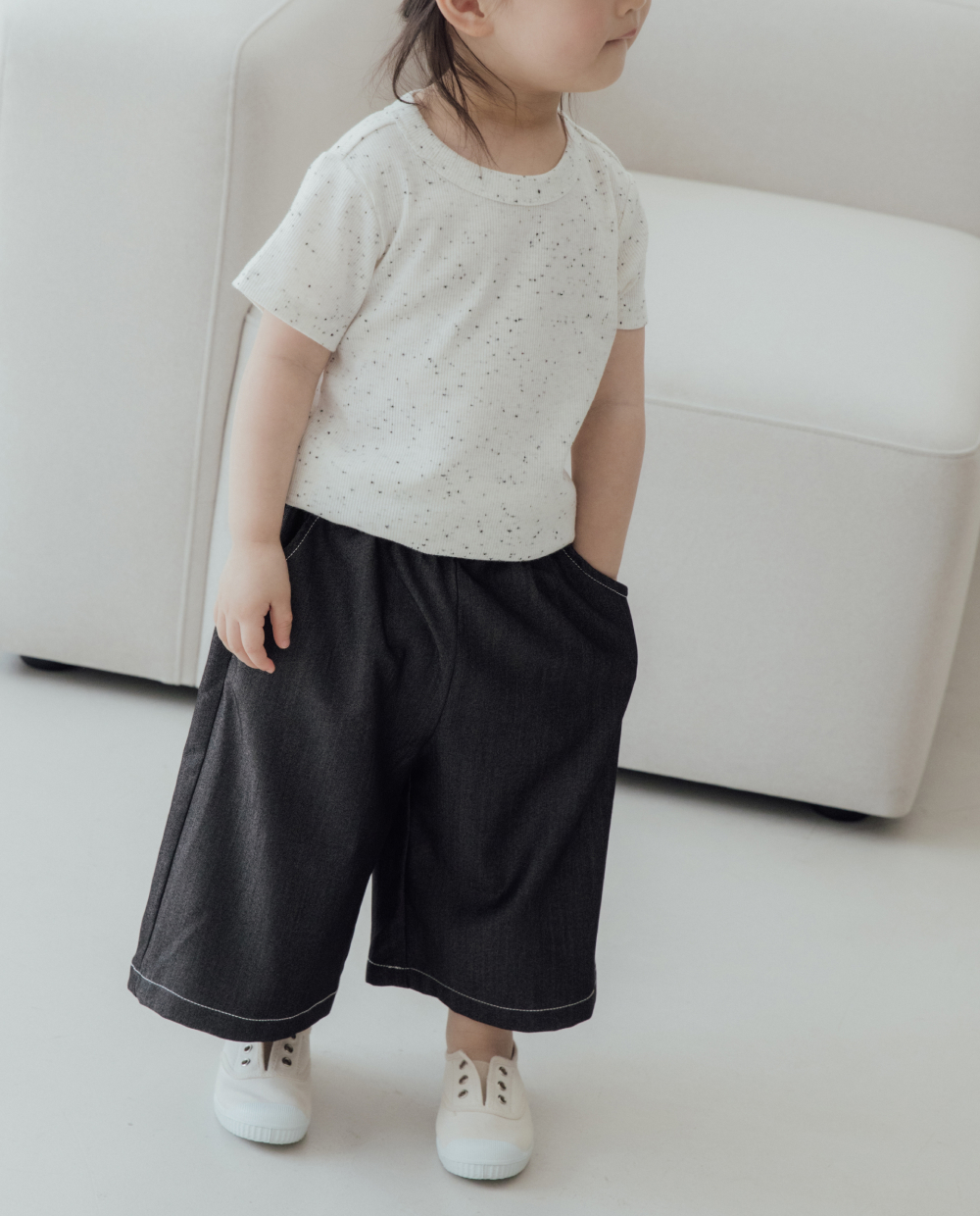 라이트데님 7부 와이드팬츠