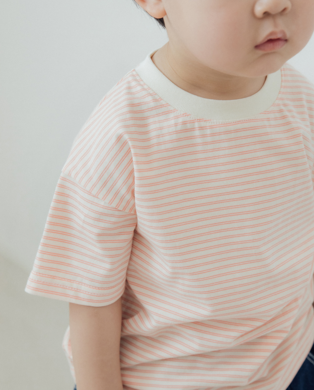 ダブルライン ストライプ ドロップショルダーTシャツ