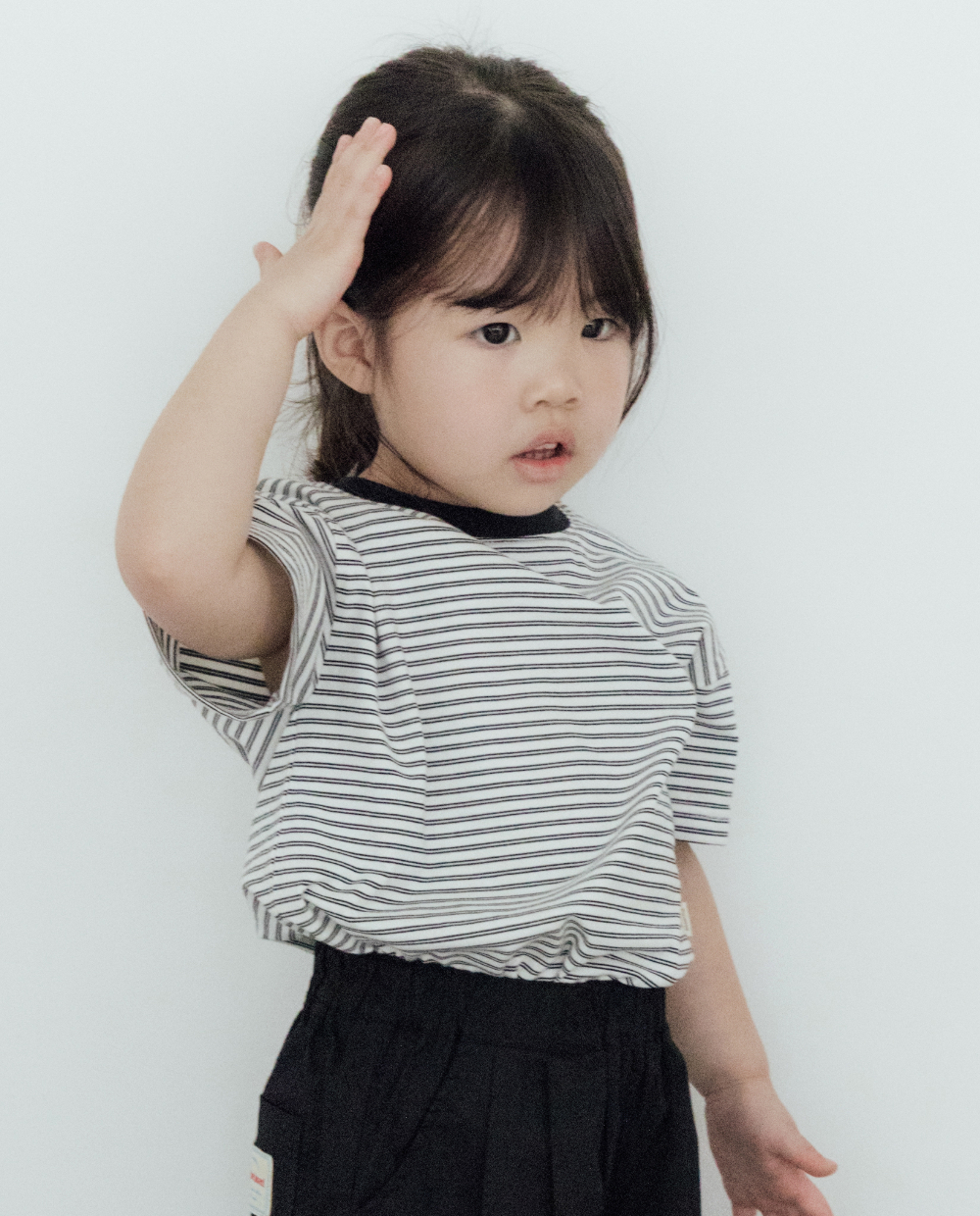 ダブルライン ストライプ ドロップショルダーTシャツ