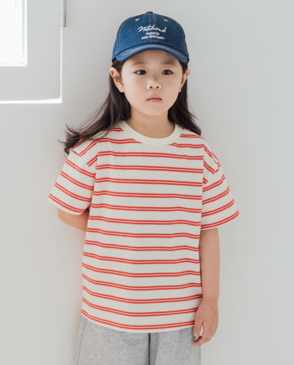 ワイドストライプ ドロップショルダーTシャツ