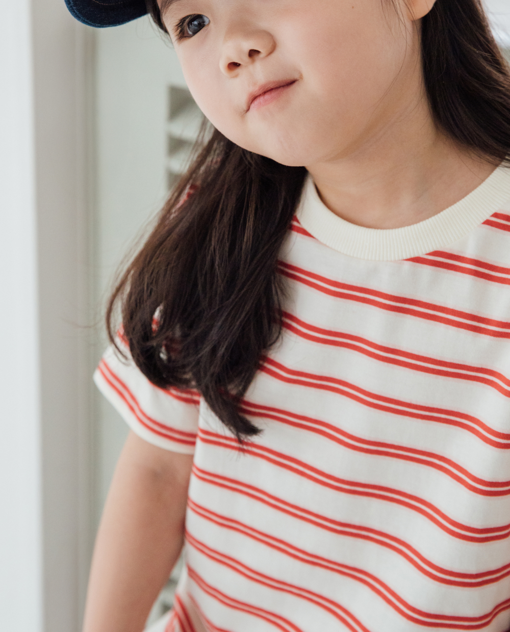 ワイドストライプ ドロップショルダーTシャツ