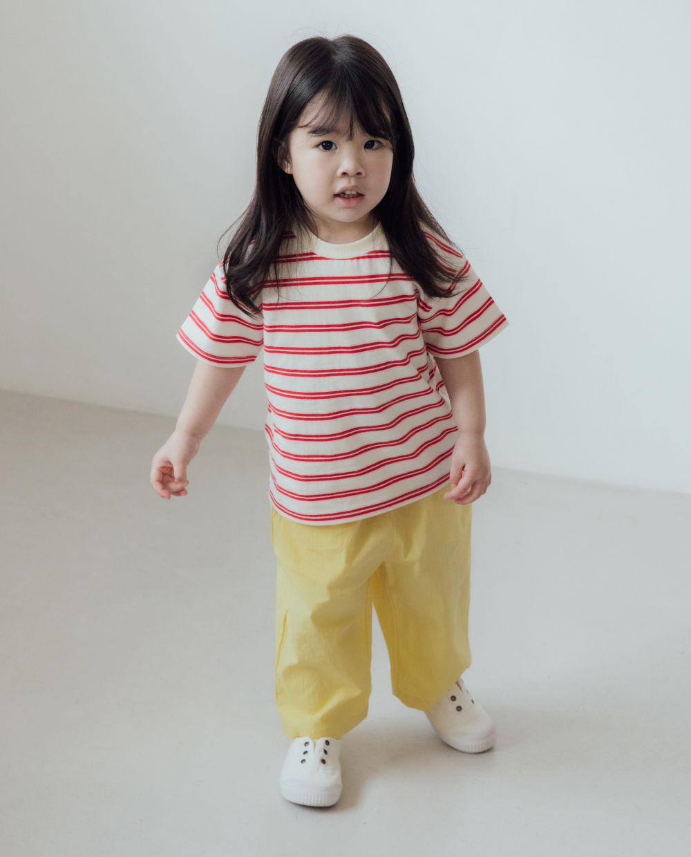 ワイドストライプ ドロップショルダーTシャツ