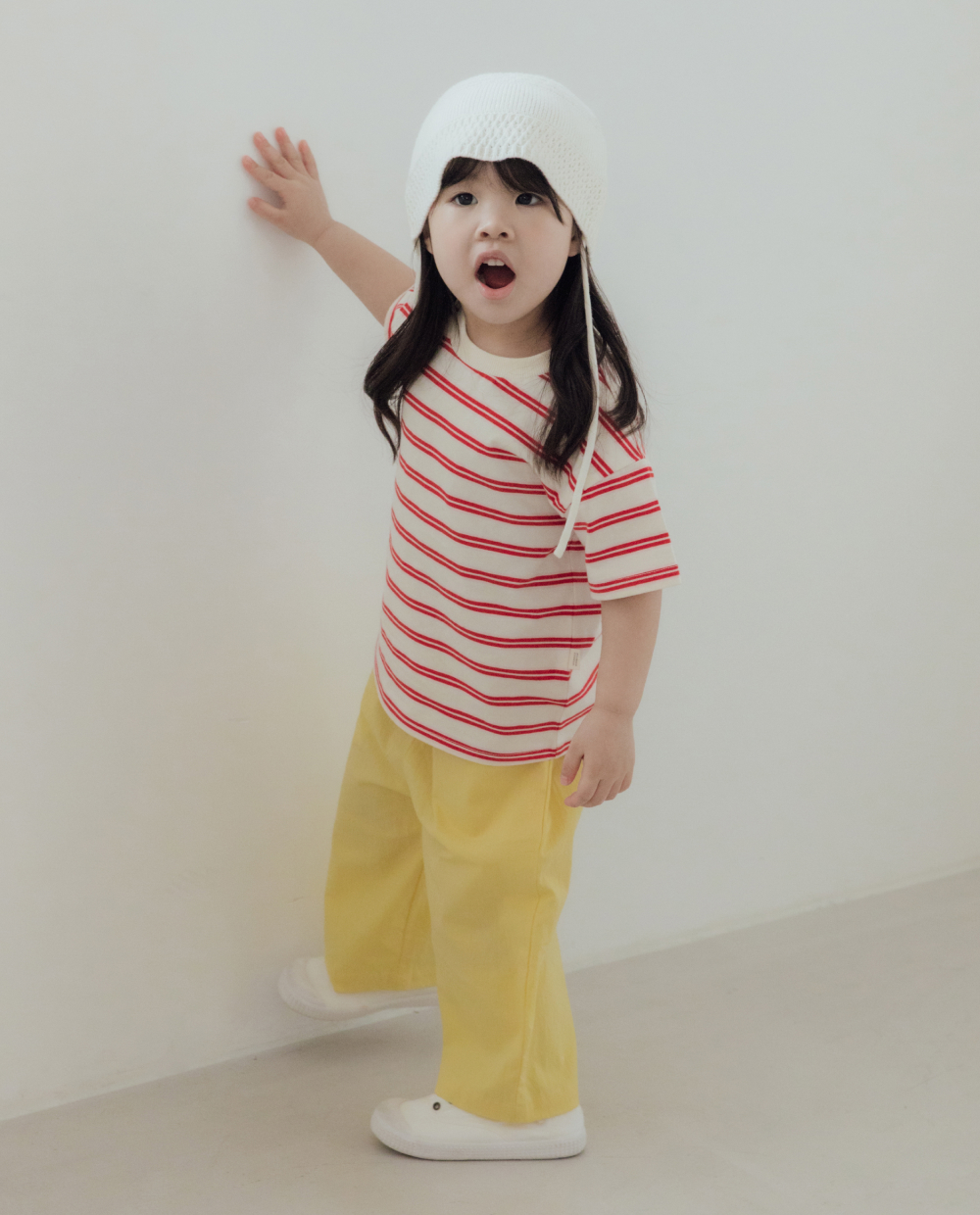 ワイドストライプ ドロップショルダーTシャツ