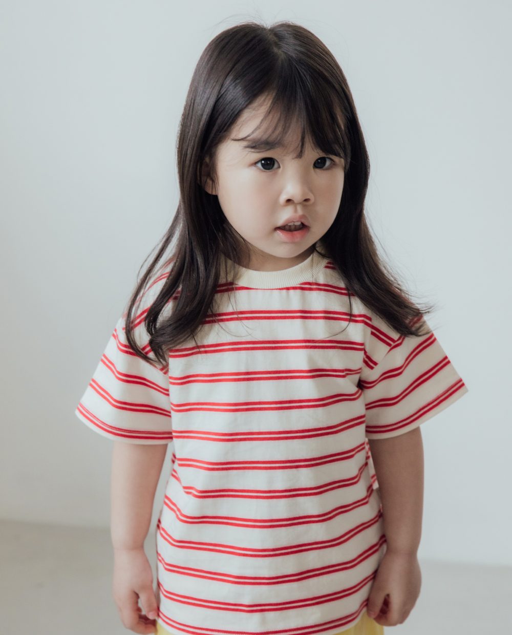 ワイドストライプ ドロップショルダーTシャツ
