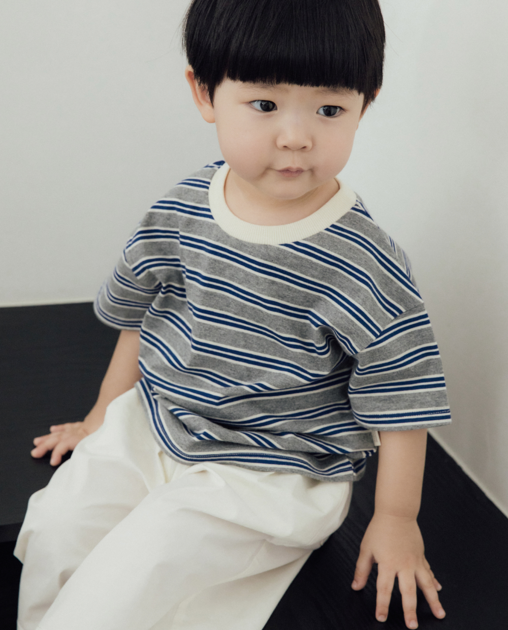 ワイドストライプ ドロップショルダーTシャツ