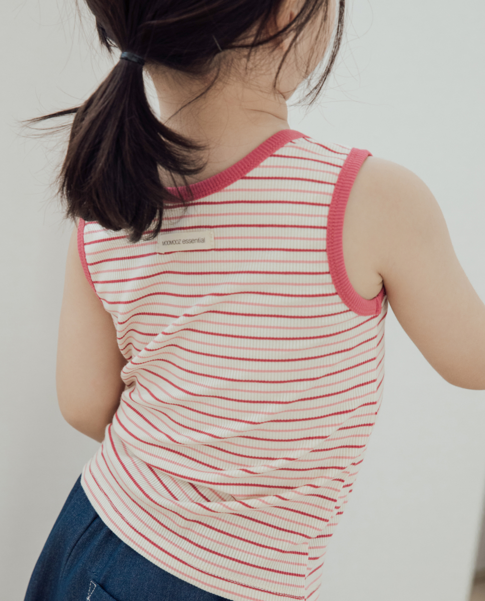 ライトリブ ストライプ ノースリーブTシャツ