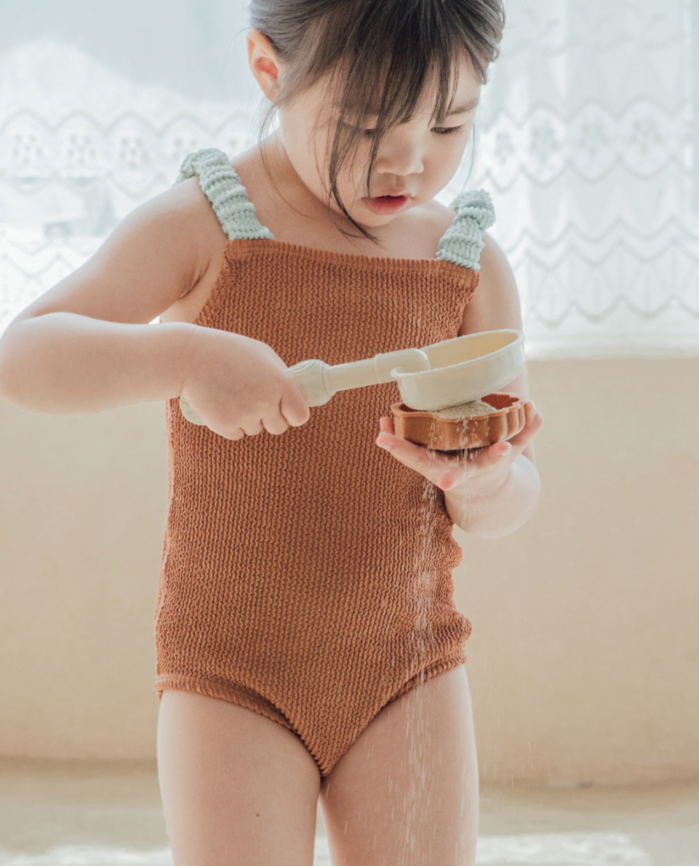 UVカットエンボスリブスイムウェア
