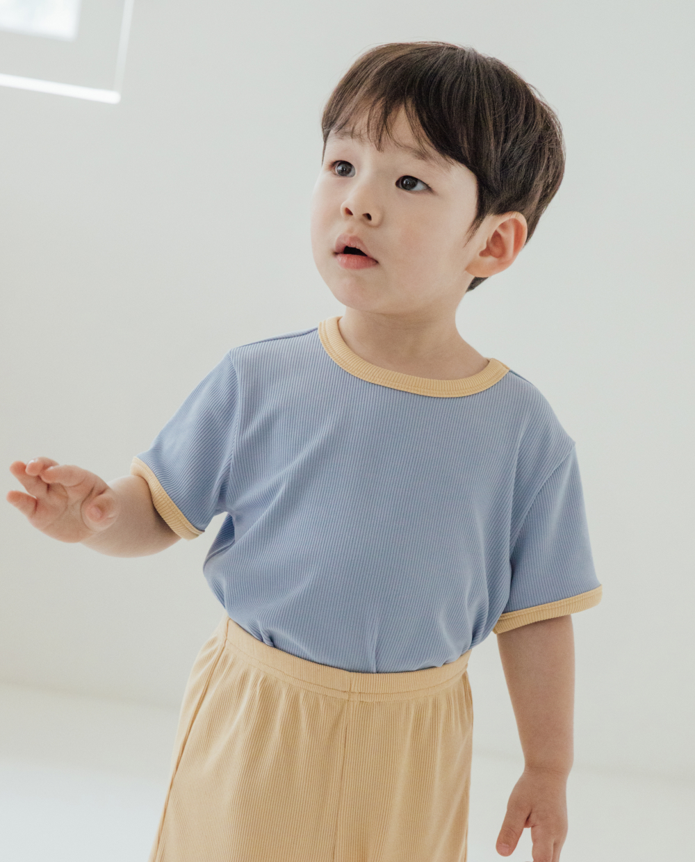 エアクーリングリブカラーブロックルームウェア