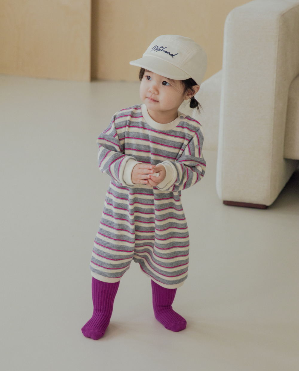 ソフトワッフル ワイドフィット ロンパース