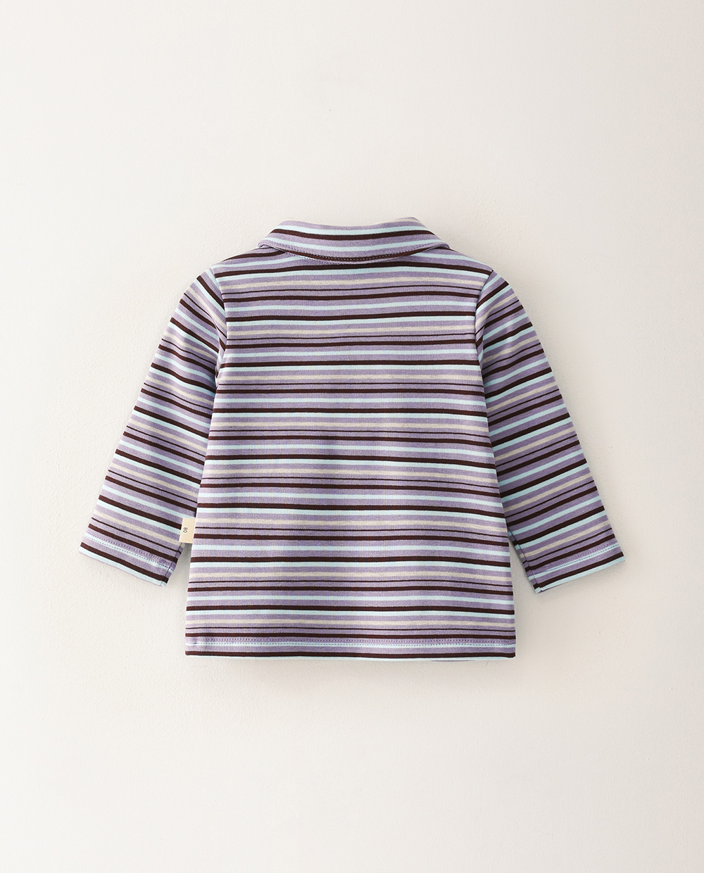 やわらかコットン ストライプ襟付きTシャツ PUX バック