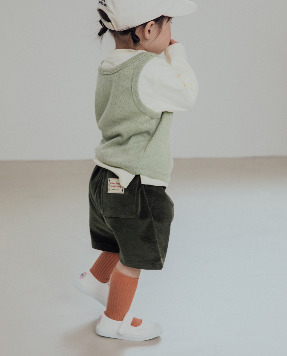 ライトコーデュロイ プリーツ ハーフパンツ