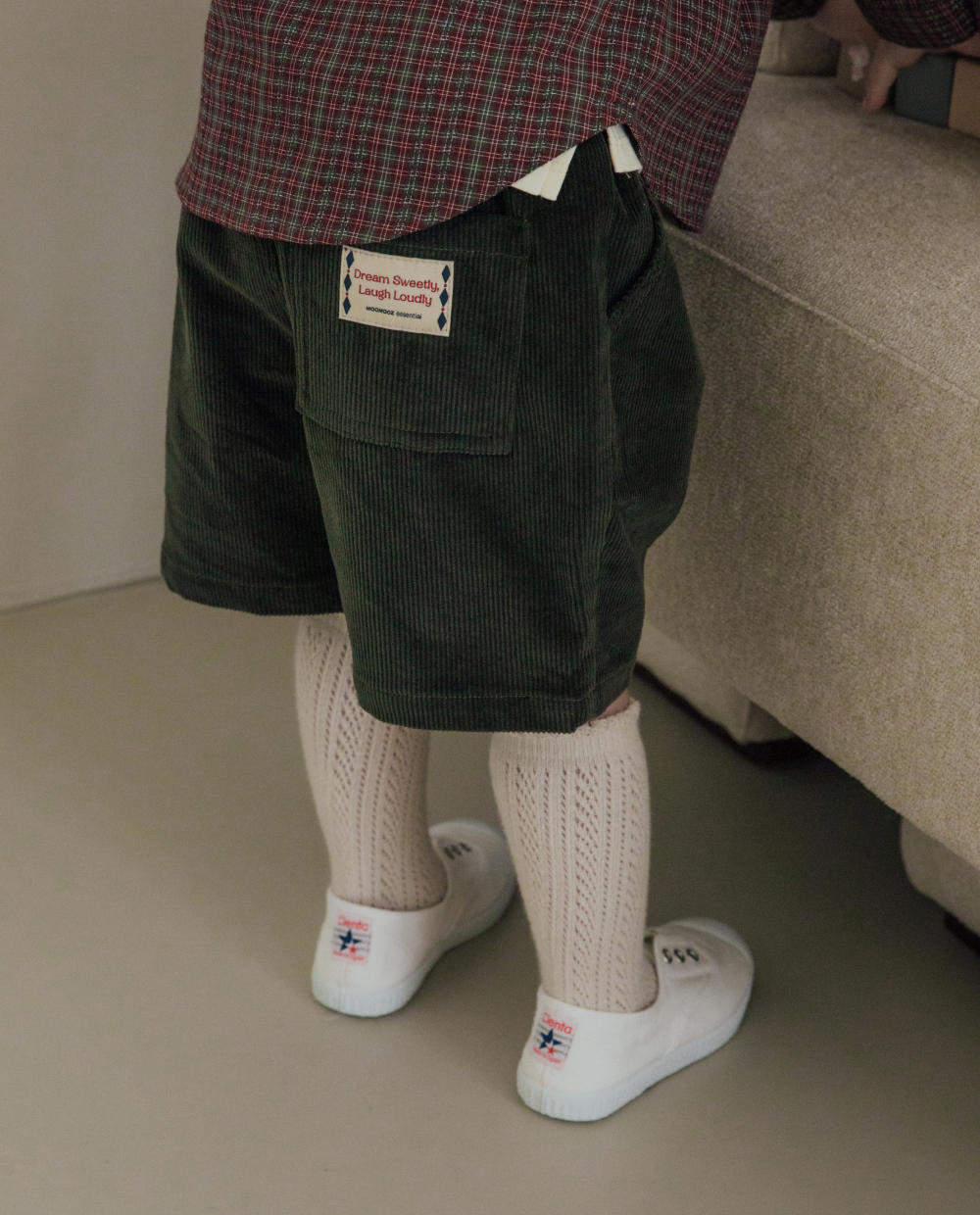 ライトコーデュロイ プリーツ ハーフパンツ