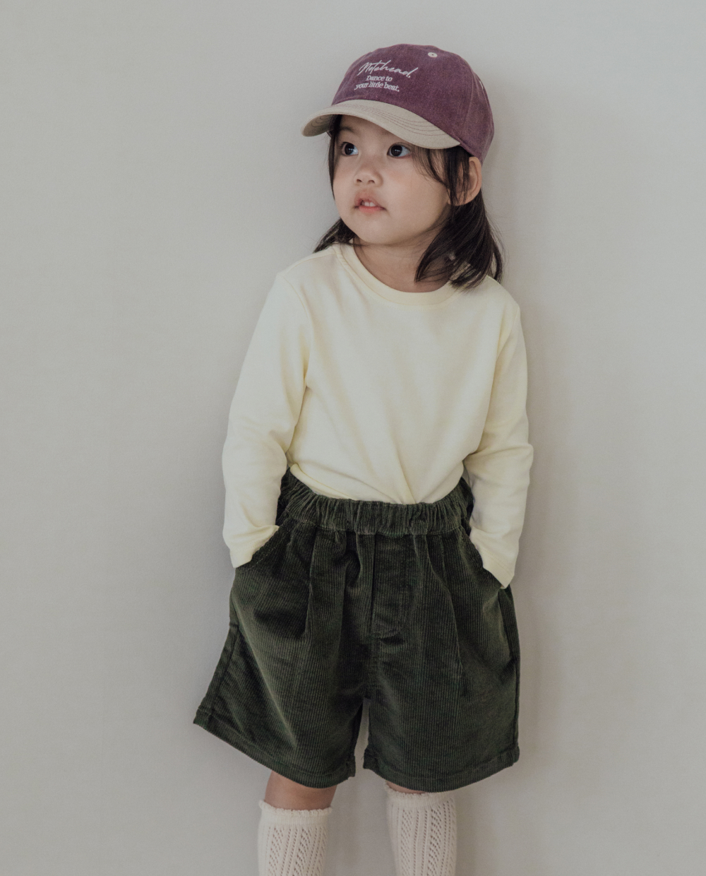 ライトコーデュロイ プリーツ ハーフパンツ
