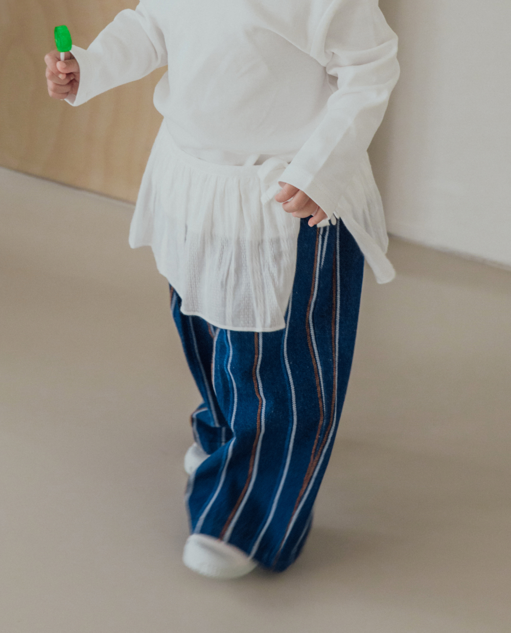 ストライプ ワイドデニムパンツ