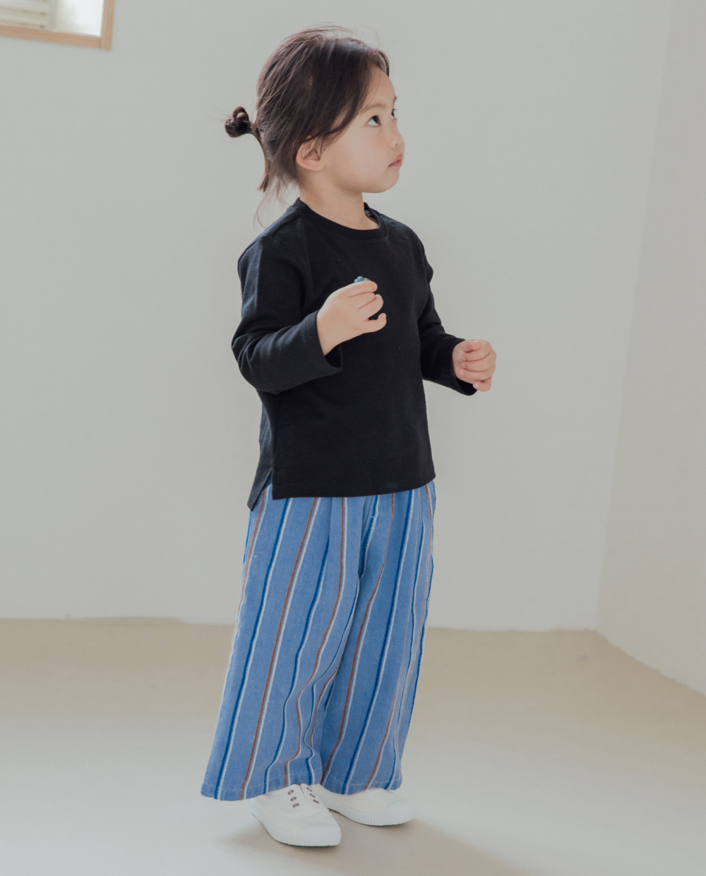ストライプ ワイドデニムパンツ