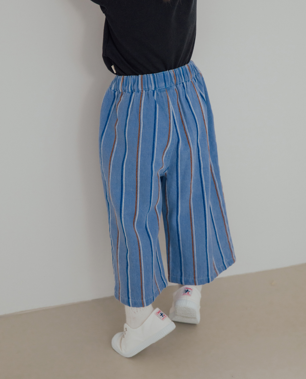 ストライプ ワイドデニムパンツ