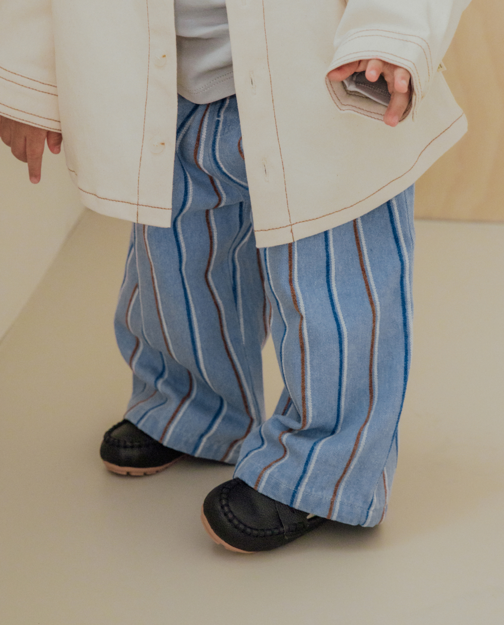 ストライプ ワイドデニムパンツ