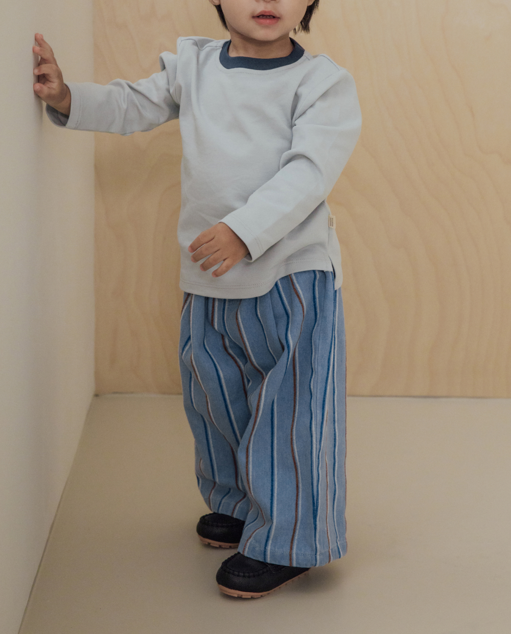 ストライプ ワイドデニムパンツ