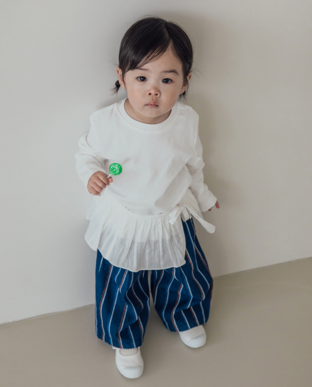 ストライプ ワイドデニムパンツ