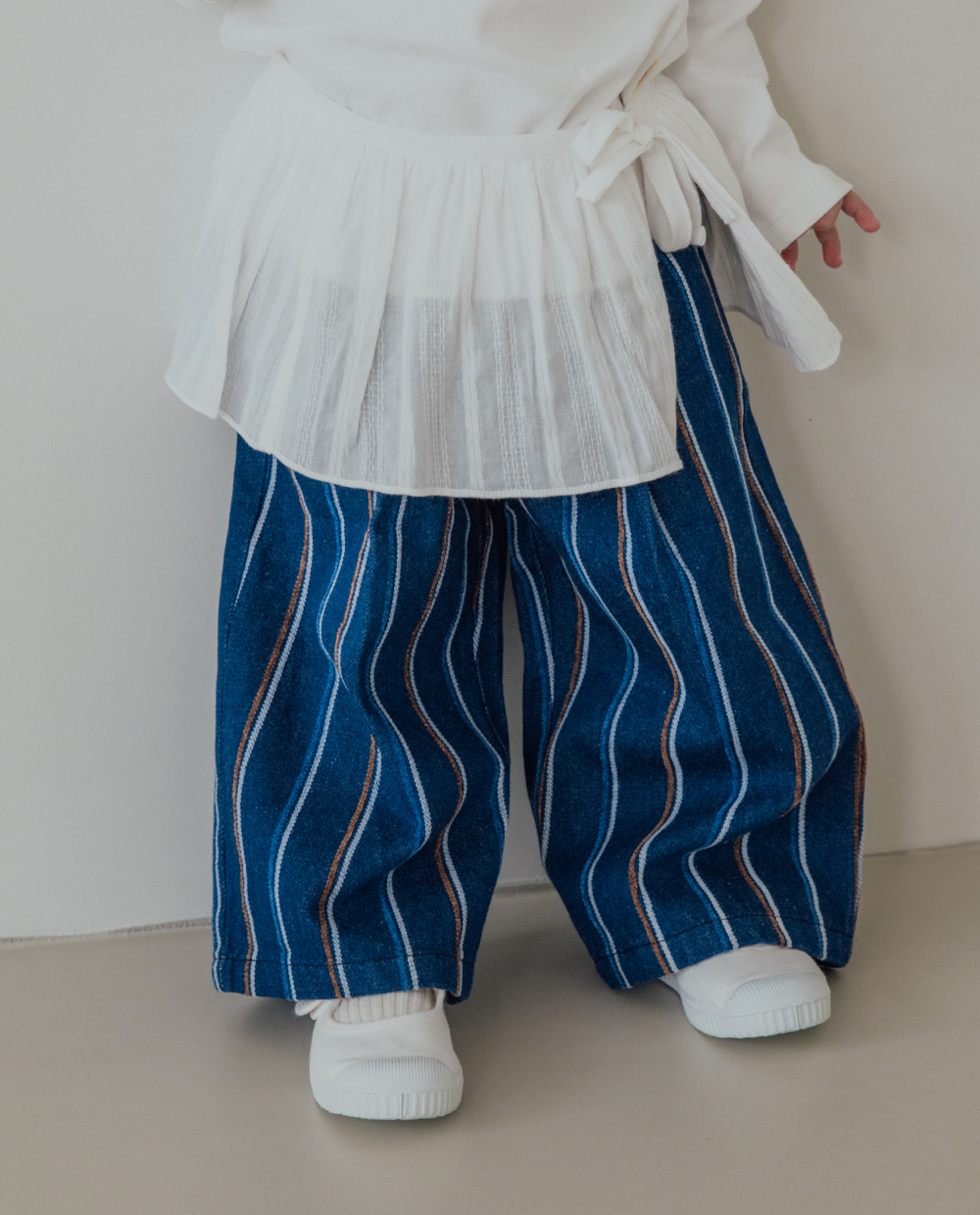 ストライプ ワイドデニムパンツ